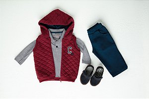 Conjunto camisa polo, colete e calça School - Carinhoso