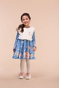 Conjunto vestido Ursinho e colete em pelo - Infanti