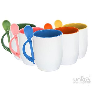 Caneca com Colher Conica Para Sublimação