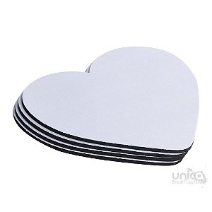 MOUSEPAD NEOPRENE FORMATO CORAÇÃO 5 UNIDADES