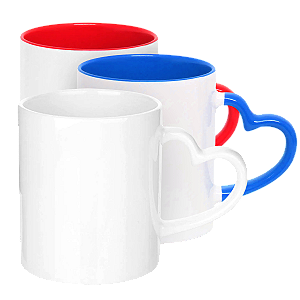 Caneca  Alça Coração Interior e Alça Colorida