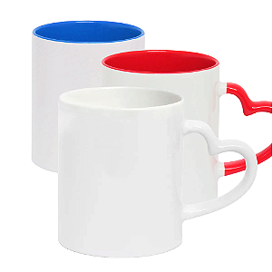 Caneca Alça Coração Interior e Alça Colorida