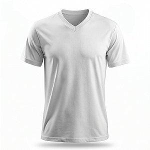 Camiseta Poliéster Gola V - Branca