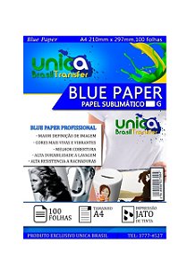 Papel Blue Paper 100 Folhas A4 Para Sublimação 80grs