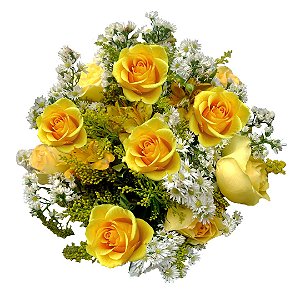 Buquê com 12 Rosas Amarelas Nacionais
