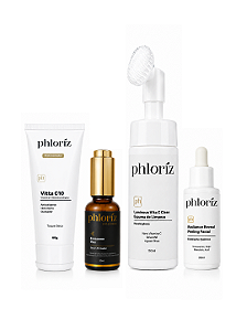 Kit Anti Idade e Flacidez Phloriz - Exossomas, Peeling e Vitamina C 4 Produtos