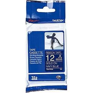Fita para rotulador Brother TZE, 12mm x 4m, Azul marinho, Escrita ouro cetim, TZe-RN34, Brother - CX 1 UN