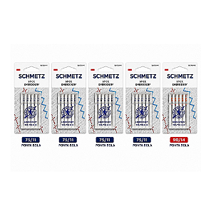25Agulhas Schmetz Embroidery Ponta Bola para Bordado – 5 Pacotes