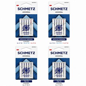 20 Agulhas Schmetz Universal Para Bordado e Costura – Kit com 4 Pacotes