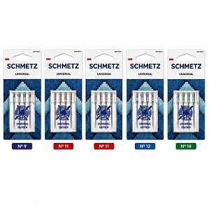 25 Agulhas Schmetz Universal Variadas para Bordado e Costura – 5 Pacotes