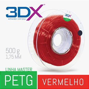 Filamento PETG 500g 1,75 Vermelho Translucido