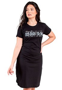 Vestido T-Shirt Preto Malha Moda Evangélica Anagrom Ref.V020