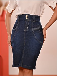 Saia Jeans Com Elastano Recorte Detalhado Anagrom Ref.238