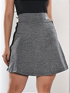 Saia Fitness com Short por Baixo Para Exercícios Cinza com Listras Laterais Ref.8019
