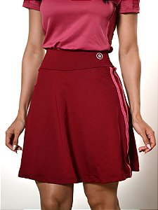 Saia Fitness com Short por Baixo Para Exercícios Vinho com Listras Laterais Ref.8023
