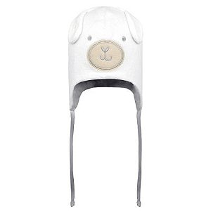 TOUCA BEBÊ CARNEIRINHO OFF WHITE COM CINZA