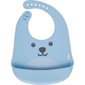 Babador com Pega-migalhas de Silicone (3m+) Gumy - Azul