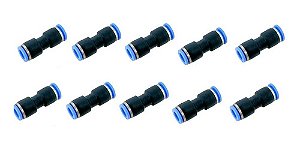 União Emenda Reta Pu 8mm Pneumática Engate Rápido 10 Peças