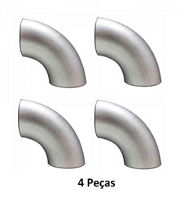 Curva 90 Raio Longo Inox 304l Sch40 1.1/2 Pol 4 Peças