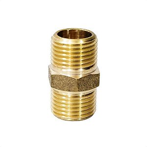 Conexão Niple Duplo 1/4 X 1/4 Macho X Macho Em Bronze