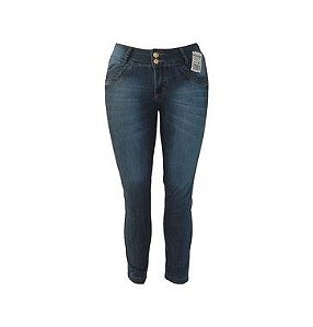 Calça de Lycra Plus Size Jeans Lavada Cano Curto - Desafio Jeans - [ATACADO 5 UNIDADES]