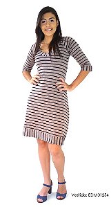 Vestido Curto com Listras - Estilo de Mulher - [VAREJO]