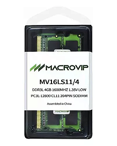 Memória RAM DDR3L MACROVIP 4GB 1600MHz (Notebook)