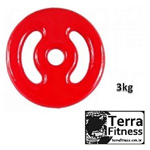 Anilha Emborrachada Em Pvc ... Vermelho 3Kg - Terra Fitness