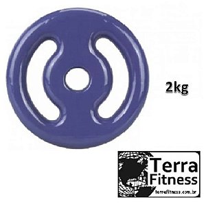 Anilha Emborrachada em Pvc ... Azul 2Kg - Terra Fitness