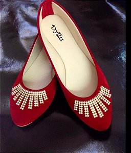 Sapatilha Vermelha Franja Fashion