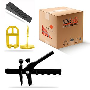 Kit Nivelador de Pisos, Porcelanatos e Revestimentos SLIM - 400 Clips +100 Cunhas +01 Alicate
