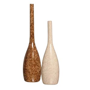 Vaso Decorativo de Cerâmica Dupla Tulipa Marrom e Bege