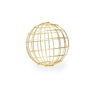 Escultura Esfera em Metal Dourado G