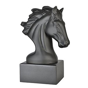 Escultura Decorativa Cabeça de Cavalo Preto Matte 30 cm