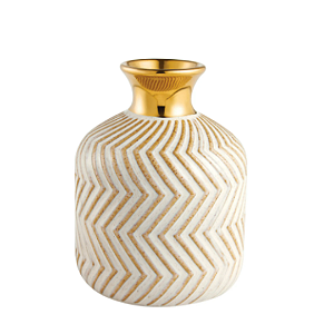 Vaso de Cerâmica Listrado C/Dourado 9,5 cm