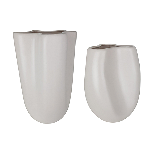 Vaso de Cerâmica Ravena Palha Fosco Dupla 28 cm e 23,5 cm