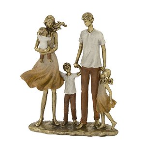 Escultura Família Decorativa Casal 3 Filhos