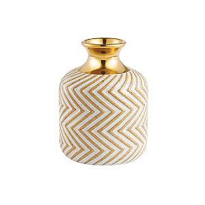 Vaso de Cerâmica Listrado C/Dourado 15,5 cm