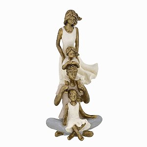 Escultura Decorativa Casal com Duas Filhas