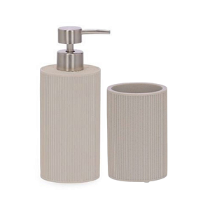 Kit Banheiro Bege Claro Textura Canelada – 2 Peças