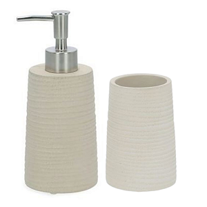 Kit Lavabo Poliresina Bege Textura Ondulada – 2 Peças