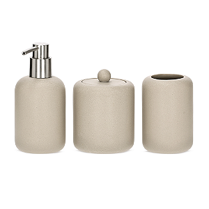 Kit Lavabo Cinza Cimento Fosco Minimalista – 3 Peças