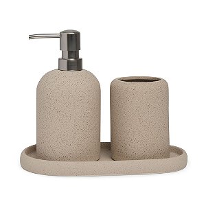 Kit Lavabo Elegance Bege em Cerâmica – 3 Peças