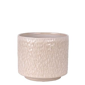 Vaso Decorativo em Cerâmica Bege com Relevo Elegante