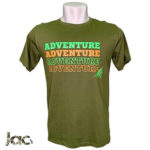 Camiseta "ADVENTURE" Verde Oliva 100% Algodão