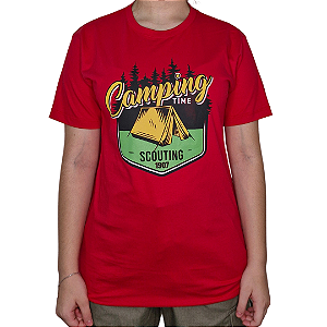 Camiseta "Camping/Scouting" Vermelha 100% Algodão