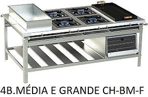 FOGÃO INDUSTRIAL INOX 4 QUEIMADOR MÉDIO E GRANDE VÁRIOS MODELOS