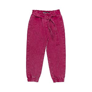 Calça Menina Infantil em Sarja Pink Estonado