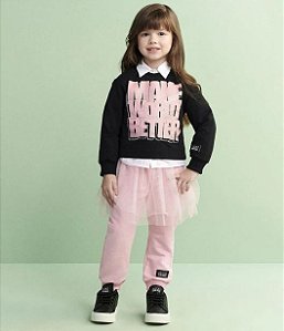 CONJUNTO CALÇA MOLETOM INFANTIL ANIMÊ PRETO