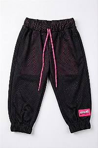 Calça jogger tela preta forro pink | Animê